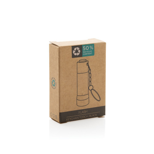 Brelok do kluczy z aluminium z recyklingu, latarka Flash Czarny P514.0401 (9)