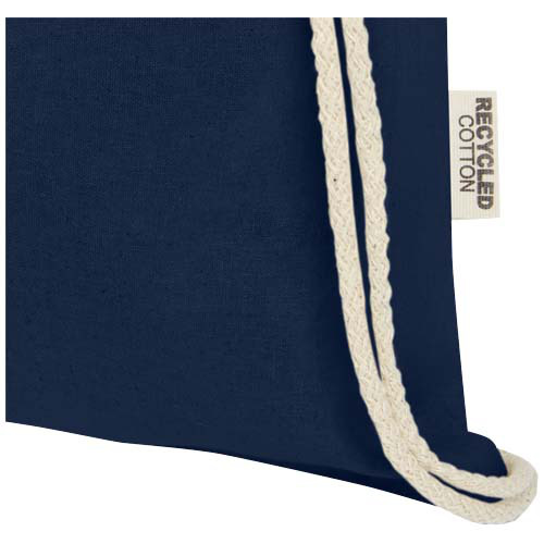 Oregon ściągana sznurkiem torba na zakupy z bawełny z recyklingu z certyfikatem GRS 140 g/m² Granatowy 12073555 (3)