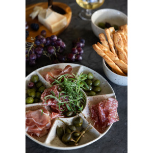 Talerz do serwowania DITTE, beżowy/bordowy