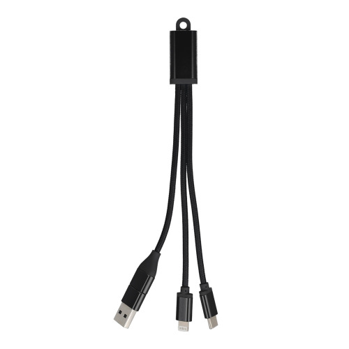 Kabel ładujący 2 w 1 USB-A/C do USB-C i Lightning, aluminiowy Czarny LT95664-N0002 (1)