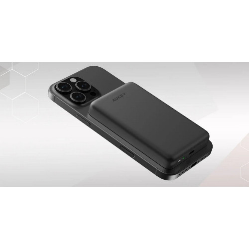 Magnetyczny, bezprzewodowy power bank 10000 mAh Aukey Czarny VAM12-03 (10)