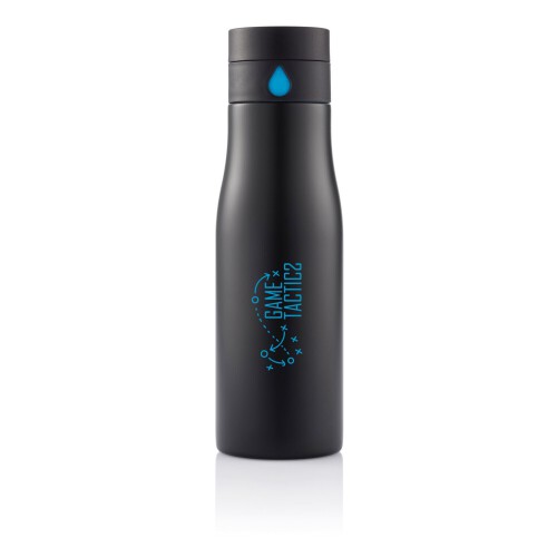 Butelka monitorująca ilość wypitej wody 650 ml Aqua czarny, niebieski P436.881 (4)