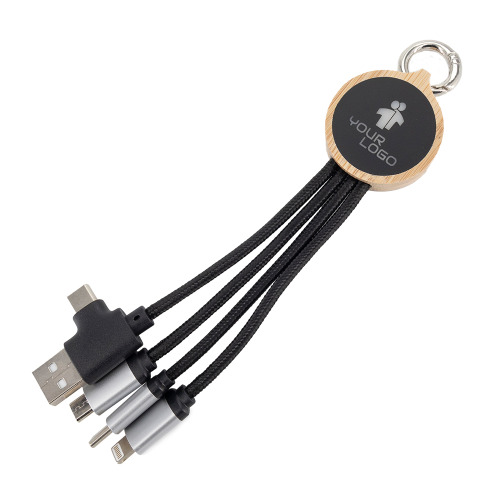 Kabel 4w1 z podświetlanym logo, LH-ZMU05 Beżowy EG059213 