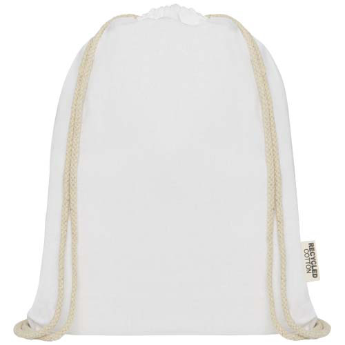 Oregon ściągana sznurkiem torba na zakupy z bawełny z recyklingu z certyfikatem GRS 140 g/m² Biały 12073501 (1)