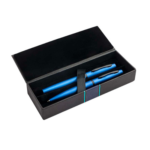 Zestaw piśmienny - metalowy długopis i pióro kulkowe / Mety Czarny IP33037811 (4)