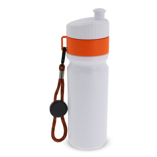 Bidon Sportowy Z Obwódka I Kolorowym Sznurkiem 750ml Biały / pomarańczowy LT98736-N0126 (4)