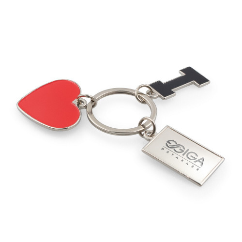 Brelok do kluczy "serce" I love…, z metalową plakietką | Lydus Srebrny VA093-32 