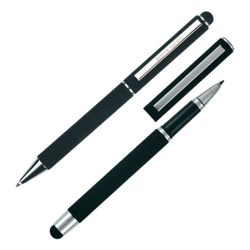 Zestaw piśmienny długopis i pióro kulkowe touch pen soft touch CLAUDIE Pierre Cardin Czarny B0401201IP303 