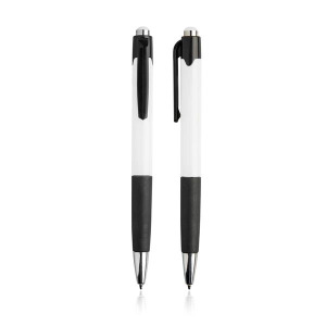 Plastikowy długopis z gumowanym uchwytem. / Hollic Biały