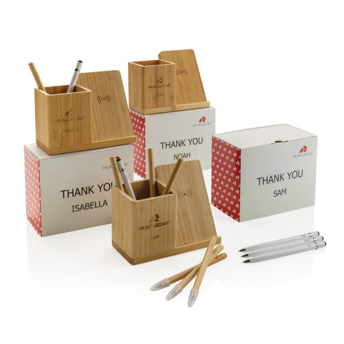 Ładowarka bezprzewodowa 10W, organizer na biurko Calgary Brązowy P308.479 (8)