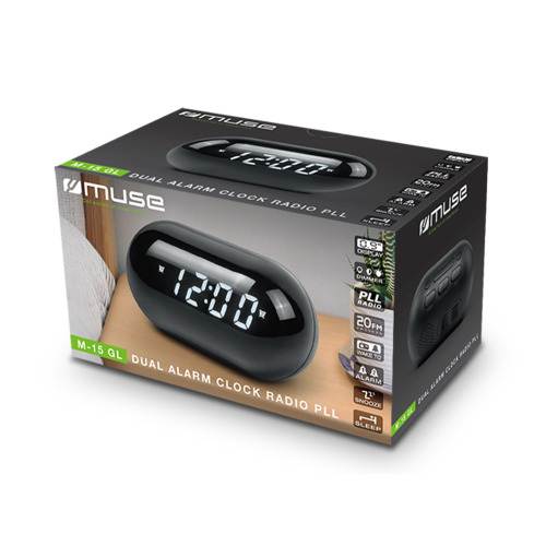 M-15 | Muse Podwójny budzik z radiem Czarny LT55024-N0002 (2)