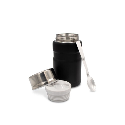 Termiczny pojemnik na żywność 650 ml Air Gifts, składana łyżka czarny V9962-03 (2)