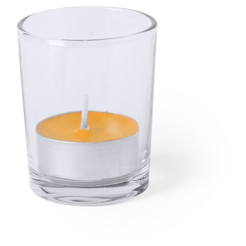 Szklany świecznik, świeczka zapachowa pomarańczowy V8838-07 