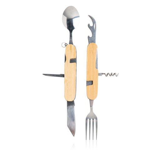 Bambusowy multitool ze sztućcami / Cutleroo Light Brown IP20022138 