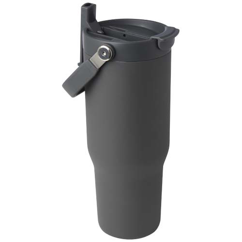 Kubek Bronx o pojemności 900 ml, z izolacją próżniową, wykonany ze recyklingowanej stali nierdzewnej z certyfikatem RCS i z miedzi, z wielofukncyjną zakrętką Szary 10086482 (4)