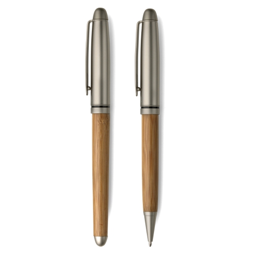 Zestaw piśmienny, długopis i pióro kulkowe drewno V1300-17 (1)