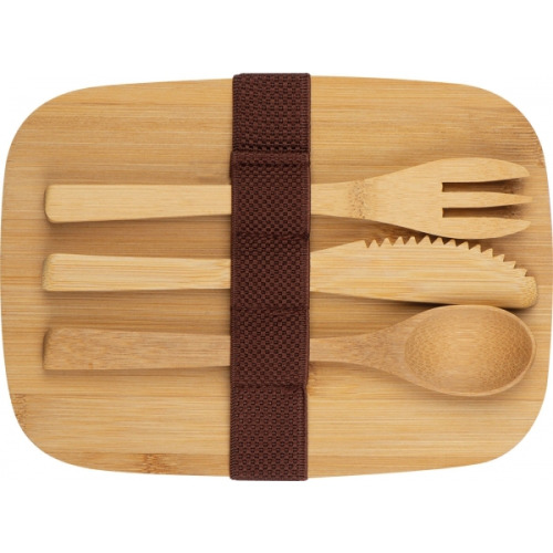 Lunchbox ze stali nierdzewnej z bambusową pokrywką Beżowy 231313 (2)