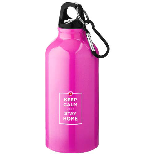 Aluminiowa butelka na wodę Oregon z karabińczykiem o pojemności 400 ml Neonowy różowy 10000207 (1)