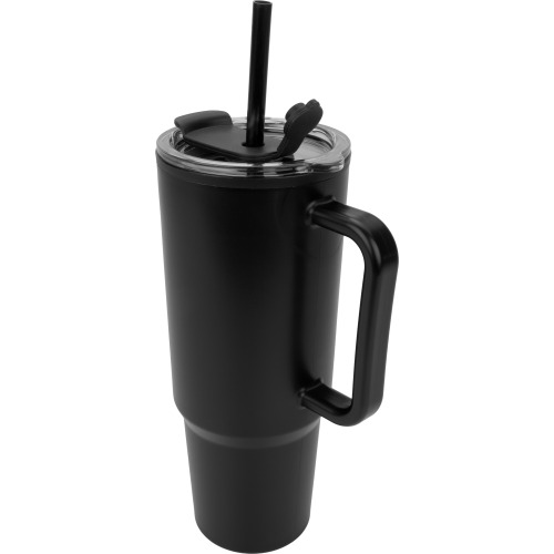 Kubek ze słomką XXL 1200 ml TEODORA Czarny 8468603 (2)