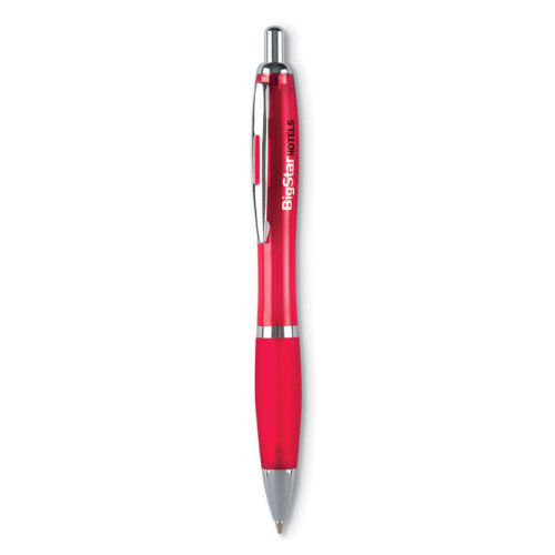 Długopis z miękkim uchwytem przezroczysty czerwony KC3314-25 (1)