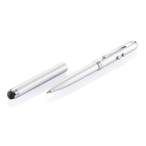 Długopis 4 w 1, touch pen, wskaźnik laserowy, latarka Srebrny P327.102 (4)