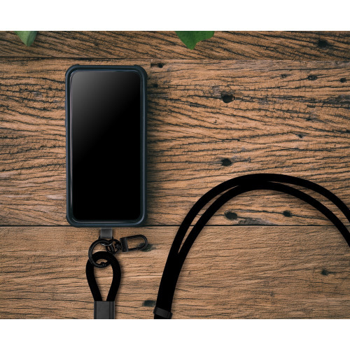 Smycz do telefonu z kablem do transmisji danych i ładowania | Bassam Czarny VA059-03 (1)