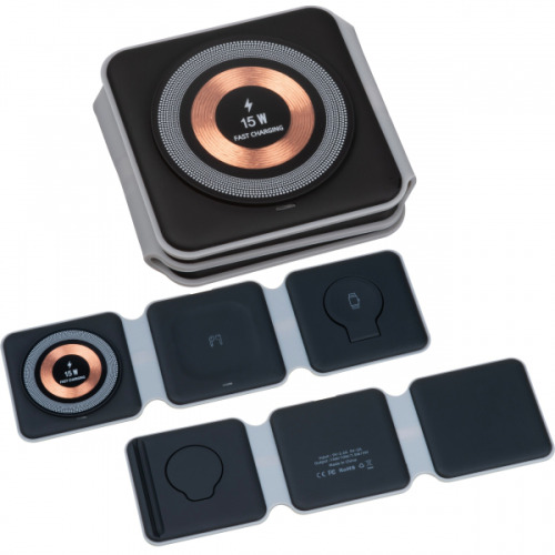 Ładowarka indukcyjna 3w1 AMY Czarny 3524703 