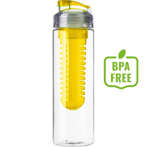 Bidon, butelka sportowa 650 ml z pojemnikiem na lód lub owoce żółty V9868-08 (1)