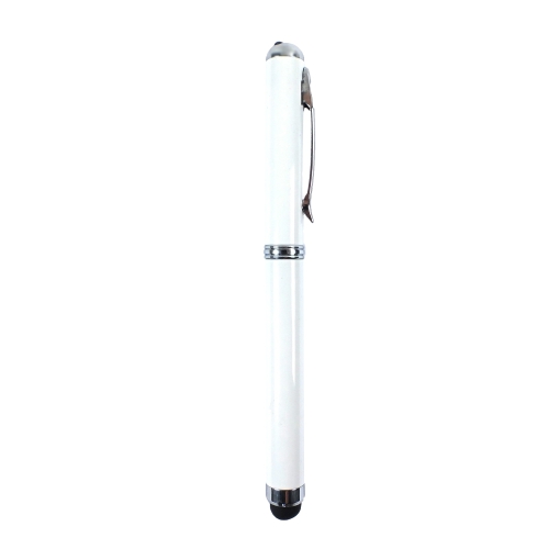 Wskaźnik laserowy, lampka LED, długopis, touch pen biały V3459-02 (1)