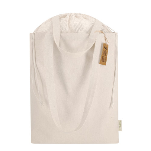 Torba na zakupy z bawełny z recyklingu Beżowy VA729-20 (2)