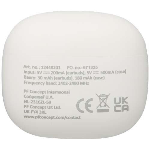 Alterf zestaw słuchawkowy True Wireless z technologią Bluetooth® z tworzyw sztucznych pochodzących z recyklingu i silikonowymi końcówkami dousznymi Biały 12448201 (4)