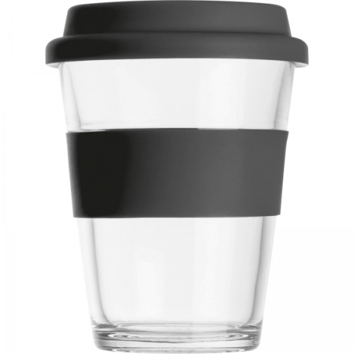 Kubek szklany z pokrywką 300 ml AMANDA Czarny 6257203 (3)