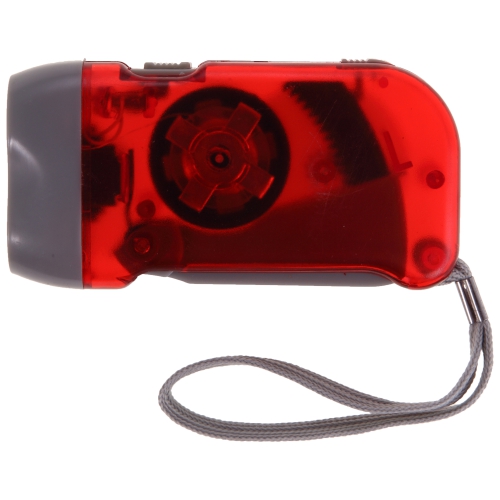 Latarka 2 LED na dynamo, pasek na rękę czerwony V5504-05 (1)