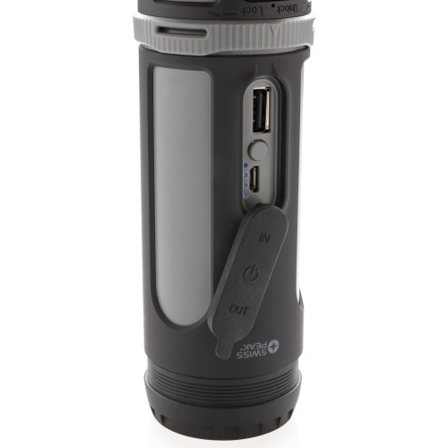 Głośnik bezprzewodowy 3W, power bank 4400 mAh, lampka Swiss Peak Czarny, szary P326.890 (10)