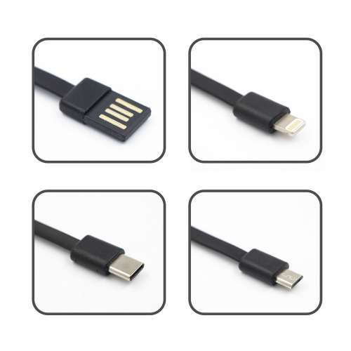 Power bank 10000 mAh, 3 kable do ładowania w komplecie | Tim Czarny V0903-03 (4)