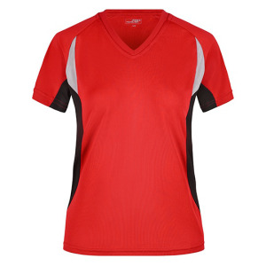 Koszulka Damska Slim Fit Biegowa Odprowadzajaca Wilgoc - Red & Black