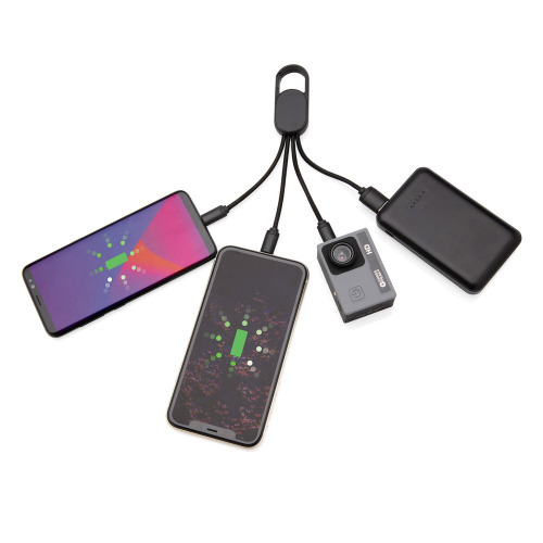 Kabel do ładowania 4 w 1 z karabińczykiem Czarny P302.071 (2)