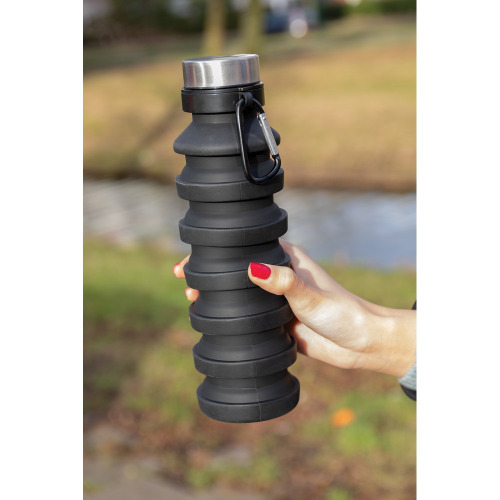 Składana butelka sportowa 550 ml z karabińczykiem Czarny P432.621 (11)