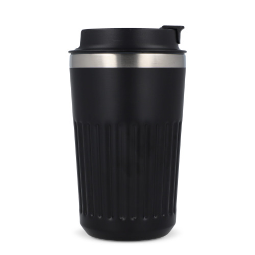 Termos na kawę ze stali nierdzewnej pochodzącej z recyklingu, 400 ml Czarny LT98698-N0002 (7)