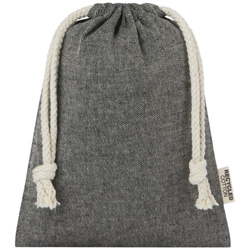 Pheebs torba na prezent z bawełny z recyklingu o gramaturze 150 g/m² i z certyfikatem GRS, mała o pojemności 0,5 l Czarny melanż 12067090 (2)