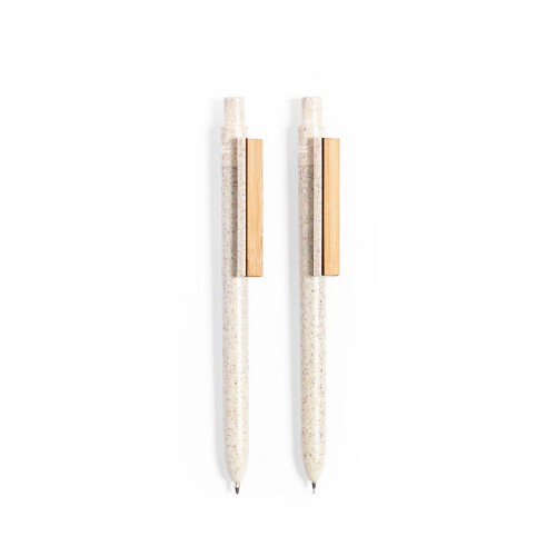 Zestaw piśmienny ze słomy pszenicznej, długopis i ołówek mechaniczny neutralny V9351-00 (3)