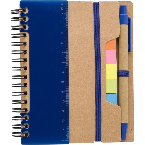 Zestaw do notatek, notatnik, długopis, linijka, karteczki samoprzylepne niebieski V2991-11 