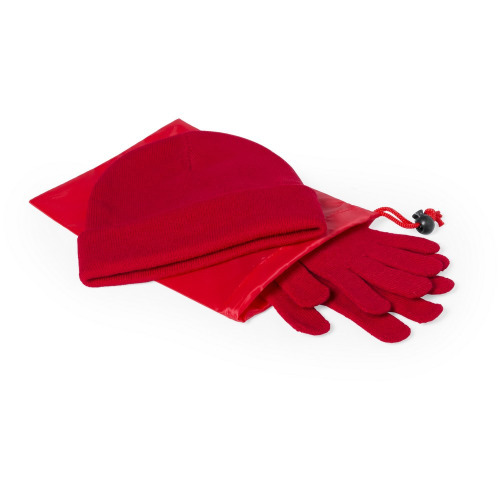 Zestaw zimowy, czapka i rękawiczki czerwony V7156-05 (1)