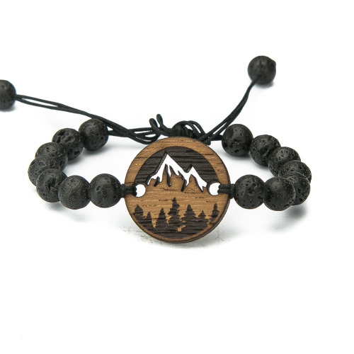 Bransoletka z elementem drewnianym Merbau - Kamień BWD02662 