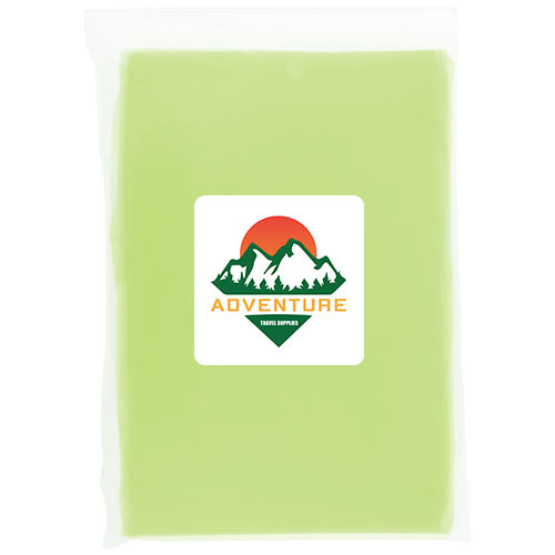 Mayan jednorazowe poncho przeciwdeszczowe z recyklingu z certyfikatem GRS, z pokrowcem do przechowywania  Limonka 10941763 (1)