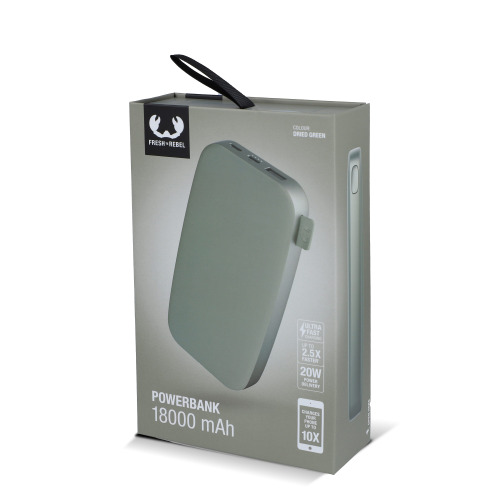 2PB18100 | Fresh 'n Rebel Powerbank 18000mAh USB-C Fast Charging 20W Dried Green LT49403-N0049 (1)
