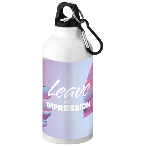 Aluminiowa butelka na wodę Oregon z karabińczykiem o pojemności 400 ml Biały 10000208 (1)