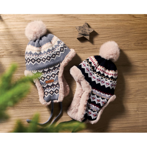 Dzianinowa czapka nauszniki Szary MO2688-07 (4)