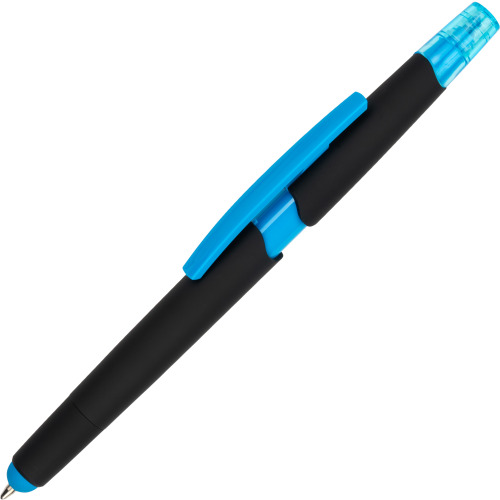 Długopis plastikowy z zakreślaczem touch pen EMMETT Jasnoniebieski 1096524 (10)