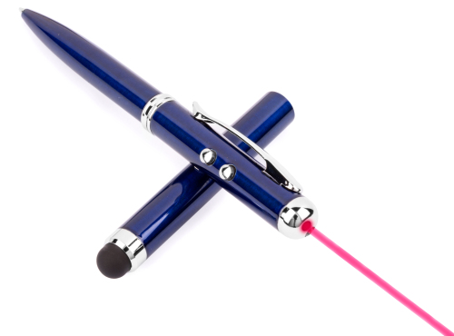 Wskaźnik laserowy, lampka LED, długopis, touch pen granatowy V3459-04 (2)
